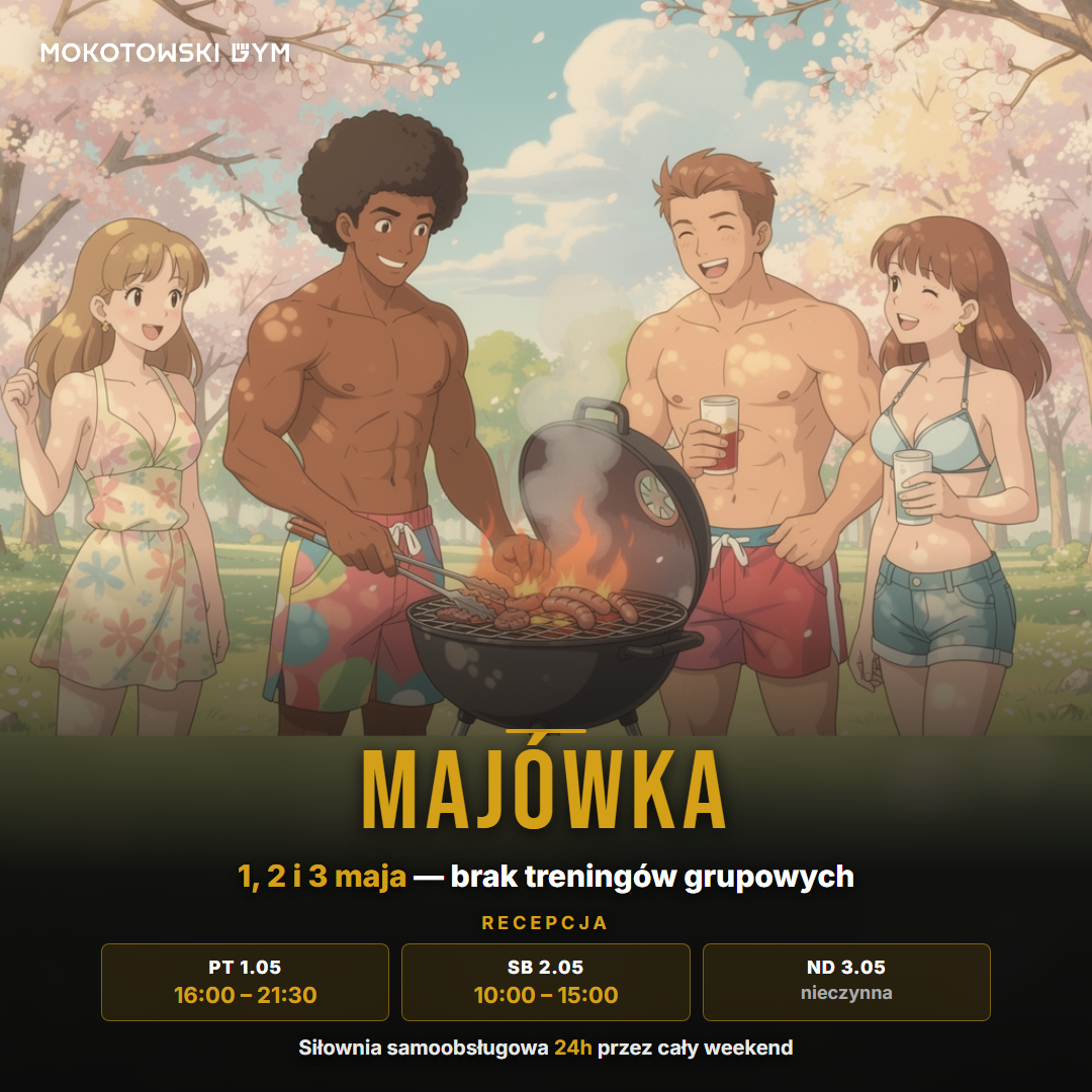 Majówka 2026 — godziny otwarcia Mokotowski Gym